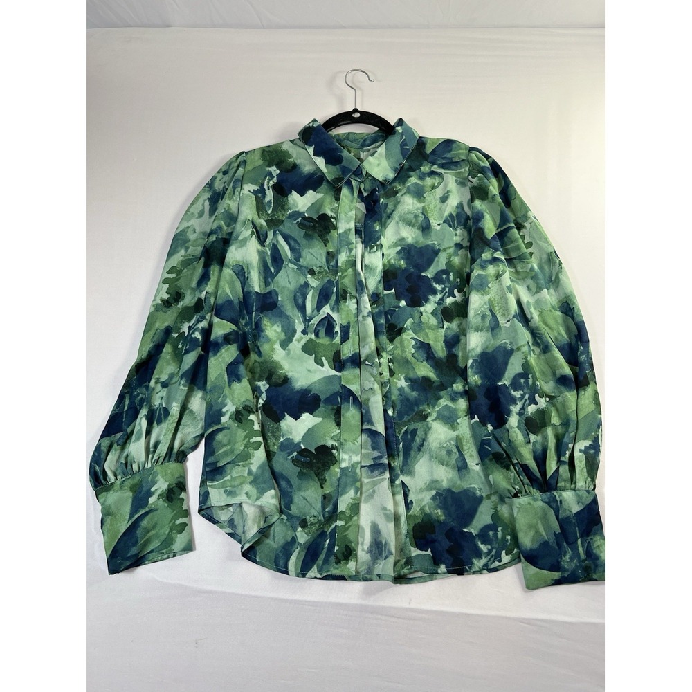 Womens Floral Blouses Dres16sy Casual Sz M Green